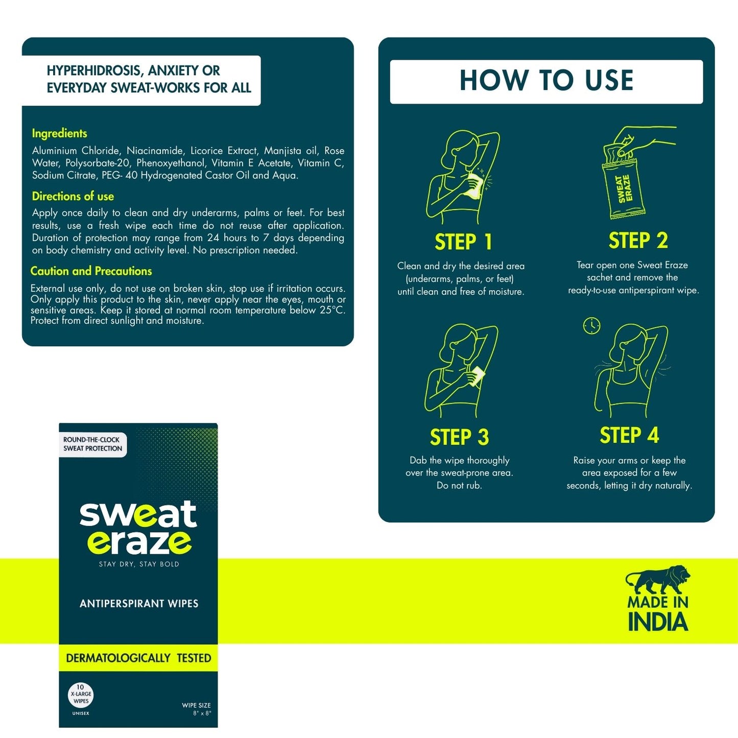 Sweat Eraze DryLock Sweat Control Wipes